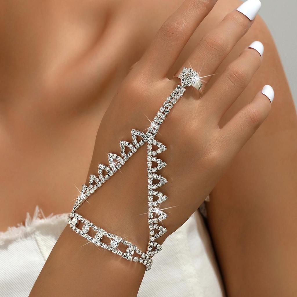 Trendige Strass-Fingerlose Handkette mit europäischem und amerikanischem Flair