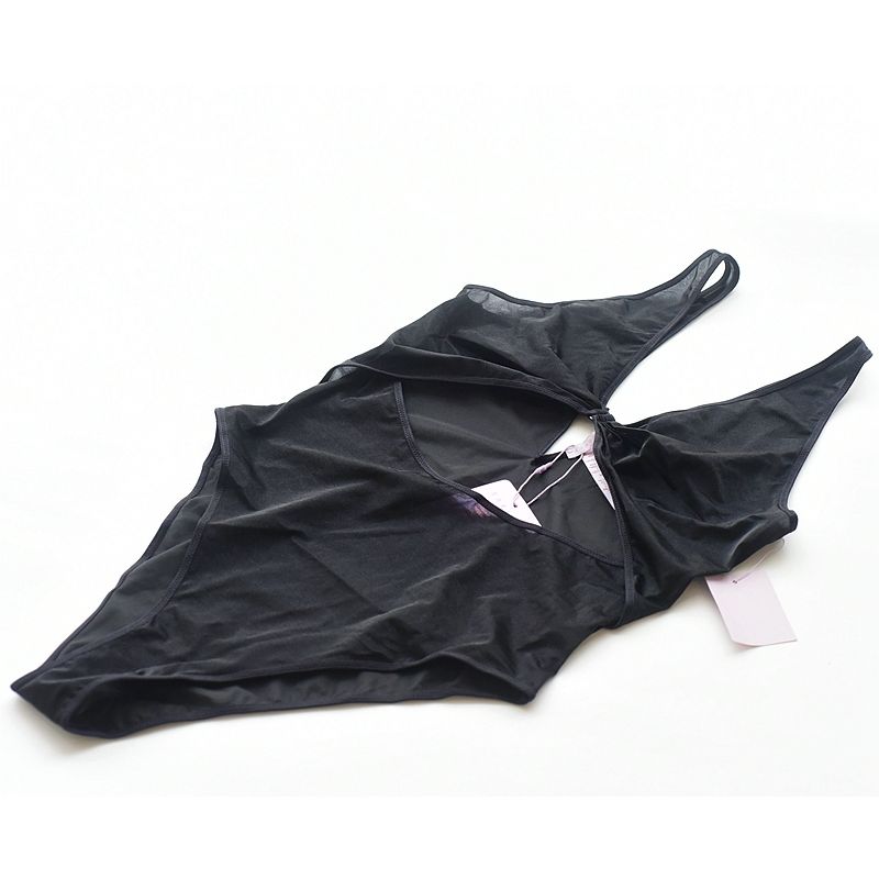 

American Single Day Glass Yarn Jumpsuit Sexy See-through Stretch Tight Sling French style Jumpsuit Women Black (non-refundeable) L Recommended 80BC/85B