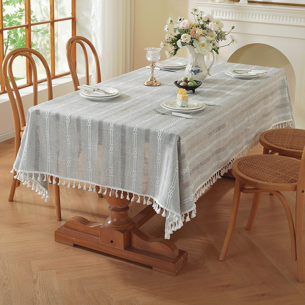 Nordic Hot-Selling Miss Wind Dining Table Tablecloth Imitation Cotton And Linen Coffee Table Cloth Rectangular Hollow Model Jacquard Tablecloth Cover