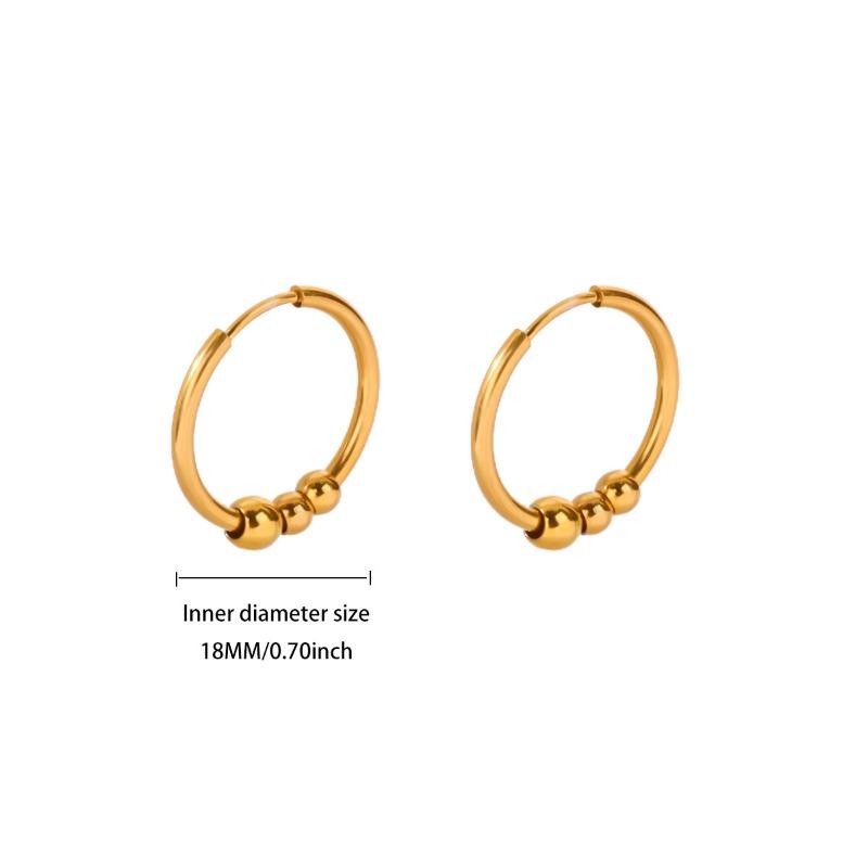 Premium Simplicity Titanium Steel Bead Earrings Women's Gold Earrings Gold Rotatable Bead Earrings