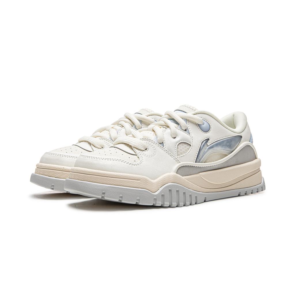 Li Ning Trendy Leap Skateboard Shoes Women's Low top Champagne White/Cloud Blue AGCW166-2