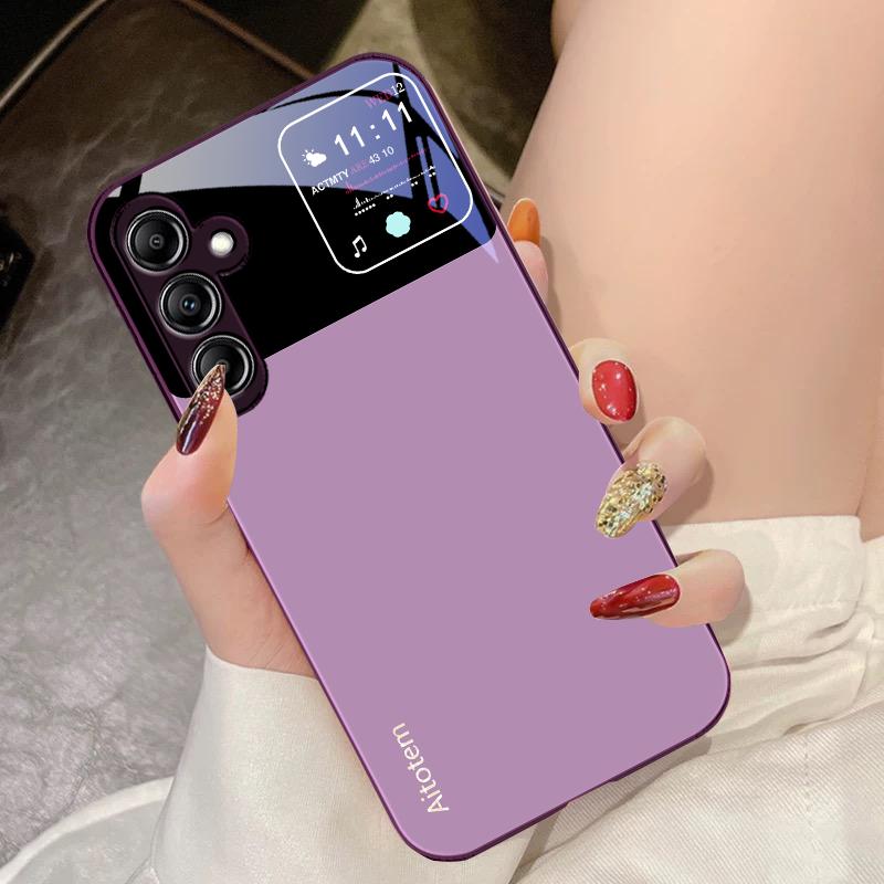 Glass Phone Case For Samsung Galaxy A14 4G 20 30 52 20S 21S 22 A25 32 33 34 42 50 51 53 54 70 71 72 73 5G Liquid Large Window