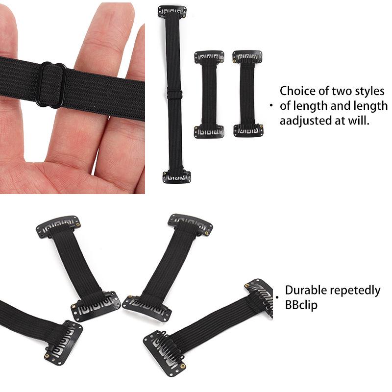 Fascia lifting viso nera a forma di V regolabile con clip elastica BB antirughe da 1,5 cm