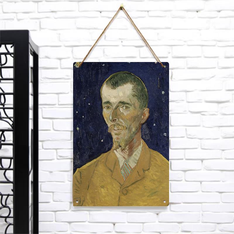 

Van Gogh Starry Night SelfPortrait Custom Metal Wall Art Retro Decorative Painting Home Living Room Decoration 7.9x11.8In(20x30cm)