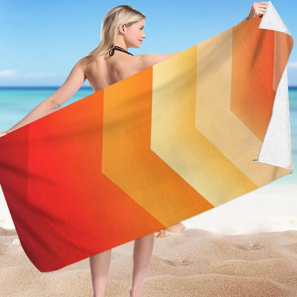 Geometrische Muster Serie digital bedrucktes Polyester Superfeine Faser beidseitiger Fleece Strandurlaub Badetuch, Strandtuch