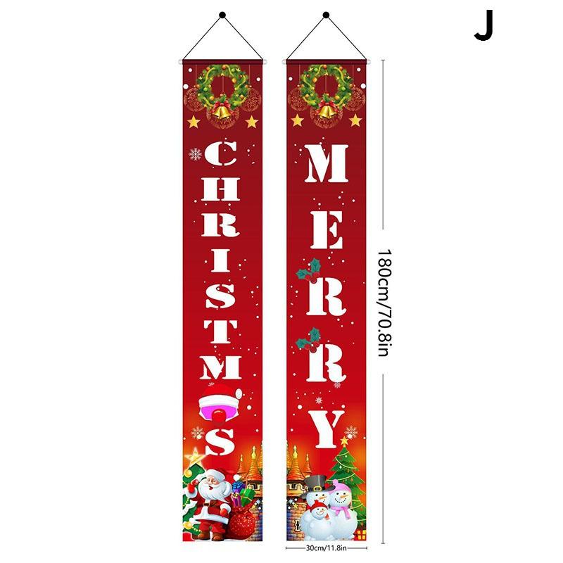 180x30cm God Jul Par på Dørbannere Festdekorativ Verandafane Oxford-stoff for Hjem Veranda Utendørs Jul Hengende Pynt Forsyninger