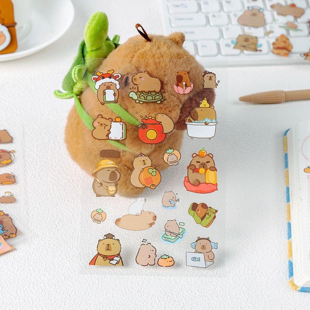 6Pcs/bag Cartoon Capybara Handbook Stickers Stationery Cartoon Decorative Stickers