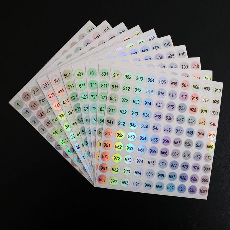 Waterproof Serial Number Label Stickers for Bottles and Nail Art (10mm)