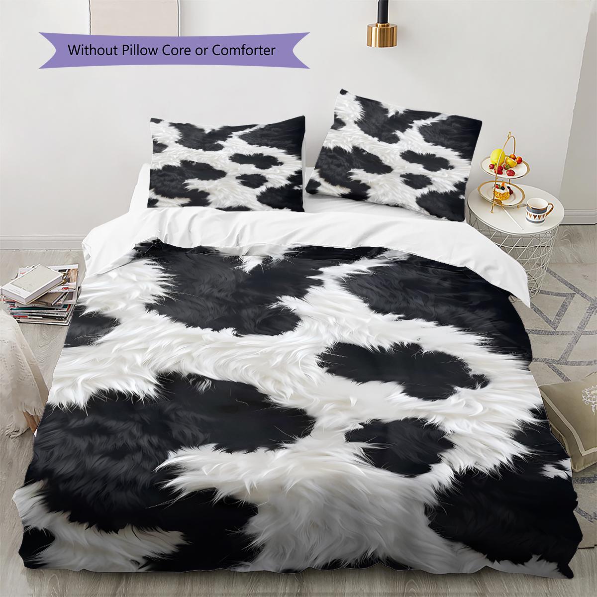 Rustic Cowhide Style Pattern Bedding Quilt Set Quilt Cover Pillowcase Home Decoration Gift (1 * duvet cover + 2 * pillowcase, without core) 135x200cm