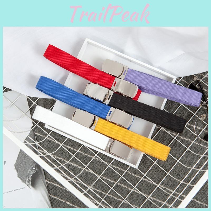 Simple Solid Color Women Casual Canvas Belt With Metal Buckle For Daily Use