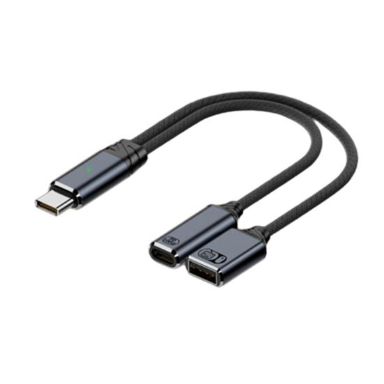

Кабель-адаптер для зарядки и передачи данных USB-C OTG 2-в-1 100 Вт PD Type C серый