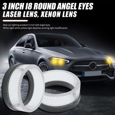WANGHOI 5D 3.0" Çift Işıklı Melek Gözü Merceği, 595mm, Beyaz/Sarı, Dönüş Fonksiyonlu