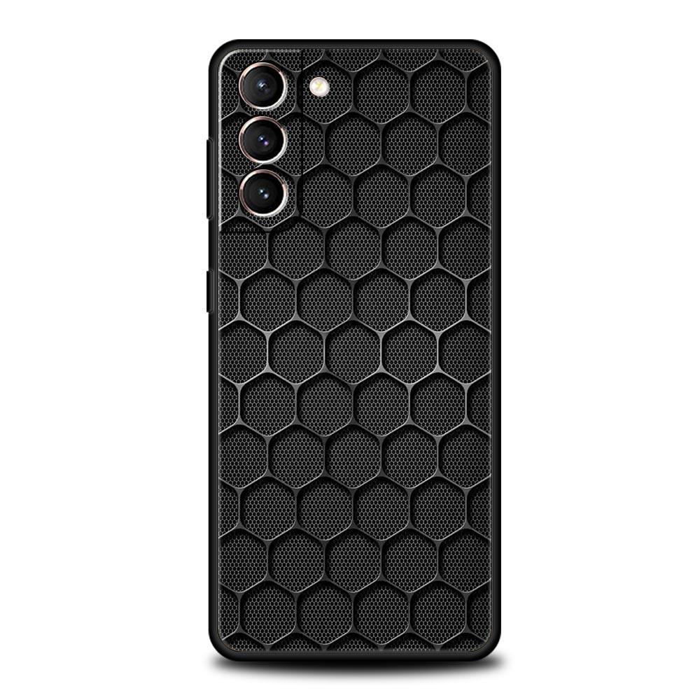 Honeycomb Pattern Soft Phone Case For Samsung Galaxy S25 Edge S24 Plus S23 FE S22 S21 S20 Ultra 5G S10 Black Protect Cover