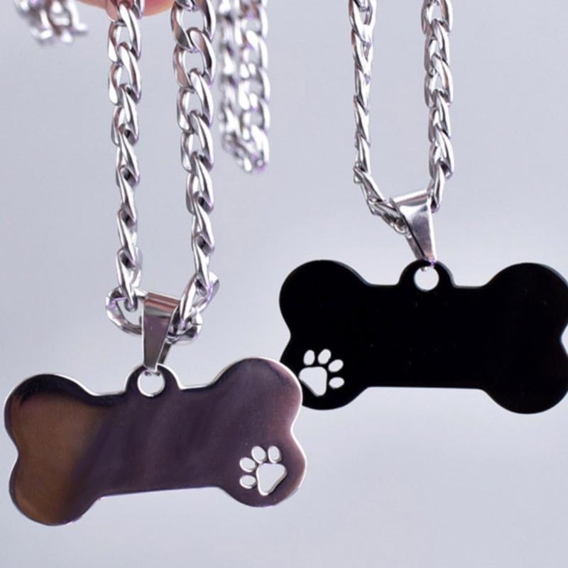Dog Footprints Bone Pendant Necklace Clavicle Chain Necklace Simple Choker Thick Chain Necklace Jewelry for Women Men