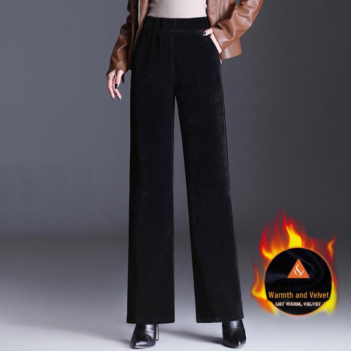 

Женские вельветовые брюки широкого покроя из синели на осень/зиму — доступны с бархатом или без него, большой размер, повседневный свободный крой XL