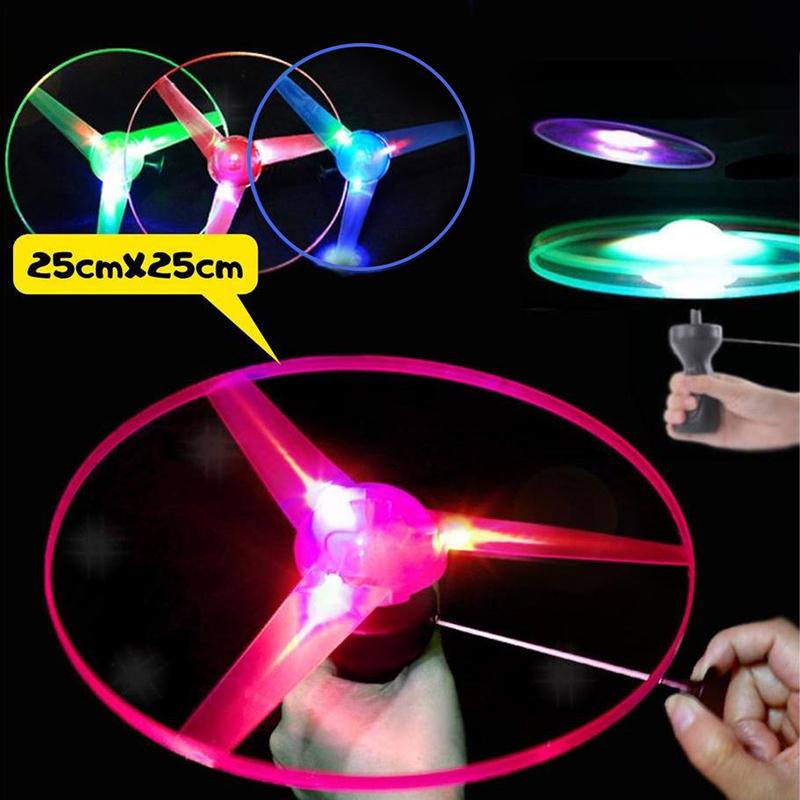 Kinder Sport Zugleine Scheibenspielzeug Kinder Outdoor Spaß Rotierendes Flugspielzeug LED-Licht Verarbeitung Blinkendes Flugspielzeug Für Parks Strand