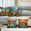 Abstract Town Oil Painting Pillowcase Printed Polyester 45X45Cm Throw Pillowcover Decorative Sofa Cushion Pillowslip Home Decor
