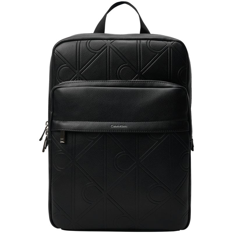 Calvin Klein Business Casual Commuter Letter Embossed Large Capacity Backpack Men Backpack Space-Black 4D3328G-UB1 Basic Set (Bag)