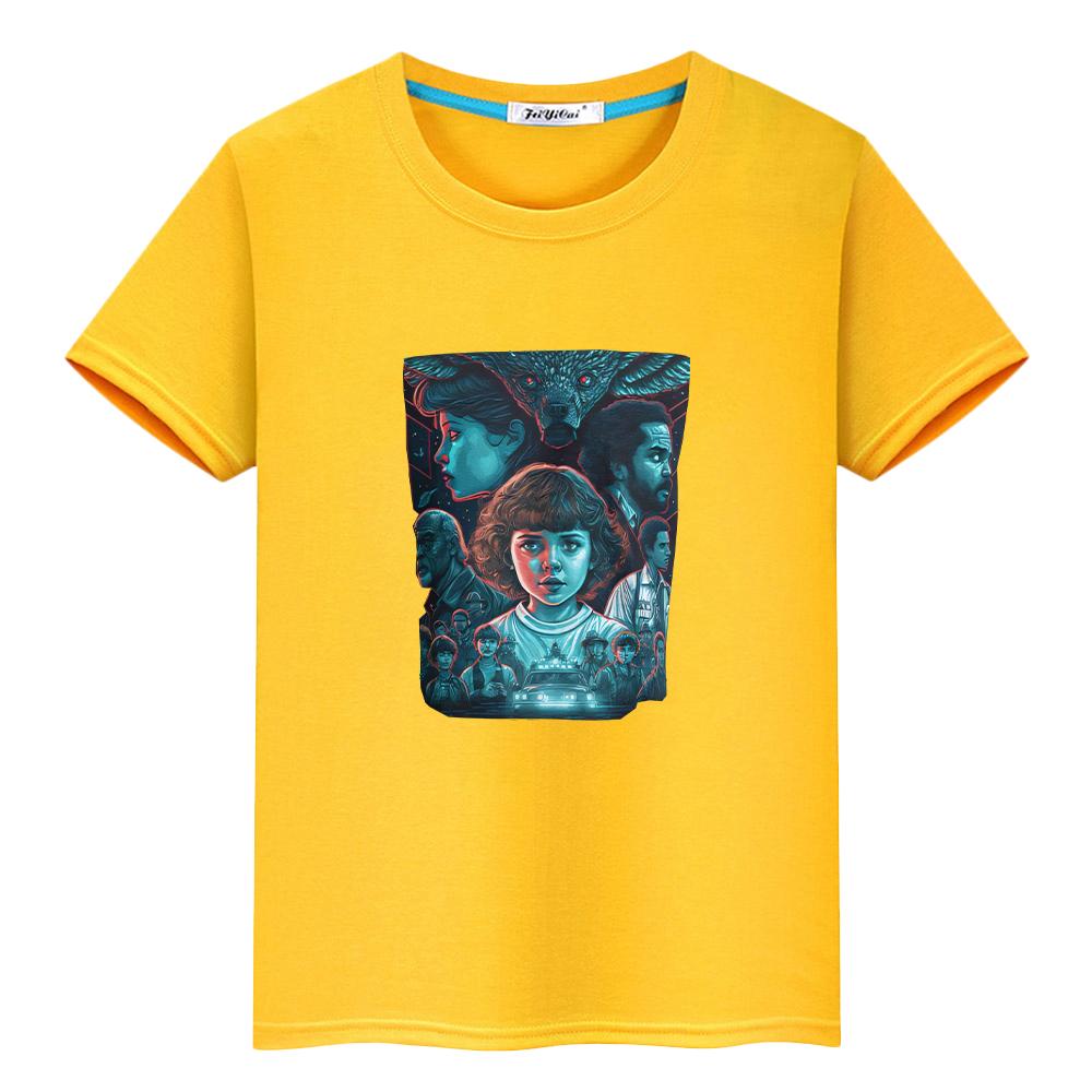 T-Shirt für Kinder Junge 10 Jahre Stranger Things Druck 100% Baumwolle Anime T-Shirts y2k One Piece Kawaii Kurze Tops T-Shirt Kinderkleidung Mädchen