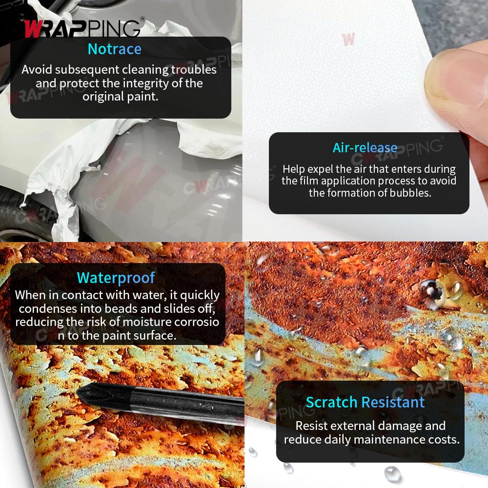 Vintage Automotive Vinyl Wrap for Car Body Films Rusty Texture Self-adhesive Film Motorcycle Stickers Tuning Auto Accessories