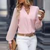 Women's Casual Fashion Patchwork Chiffon Long Sleeve Solid Color Shirt