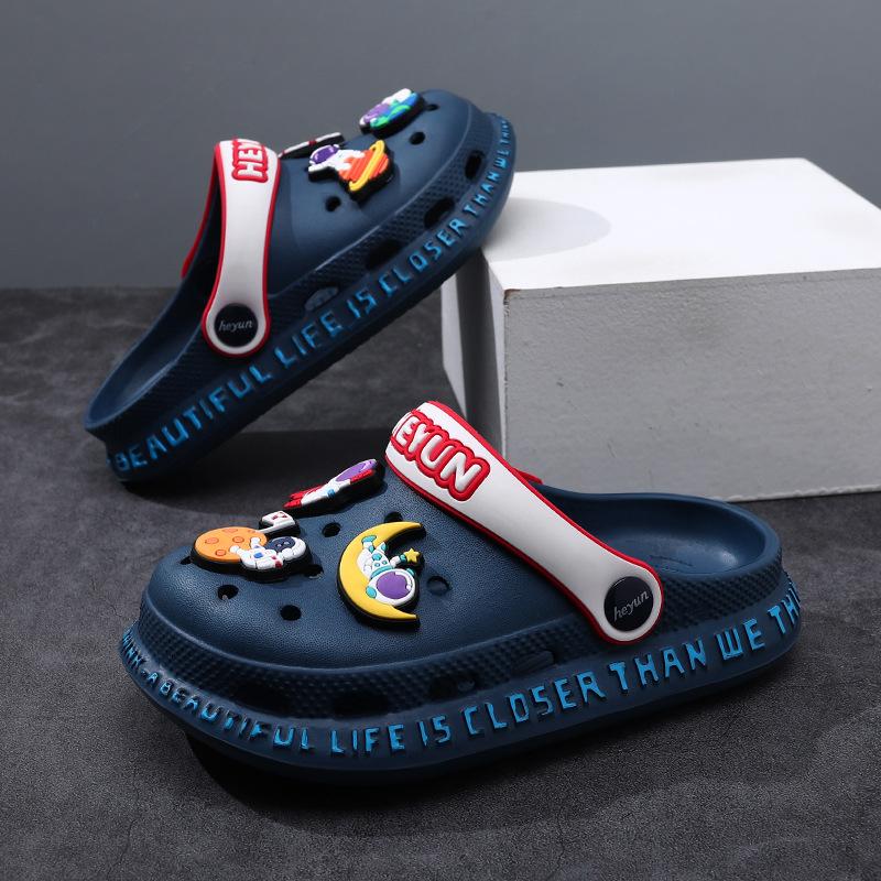 Stylish Kids Summer Hole Shoes With Cartoon Patterns Soft Eva Material For Comfort