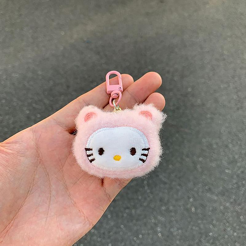 Cartoon Hello Kitty Plush Keychain Cute Cat Plush Doll Key Ring Child Stuffed Toy Couples Backpack Pendant Ornaments Gifts