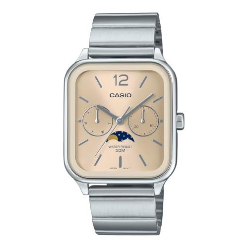 

Casio MTP-M3 Series Standard Moon Phase Analog Men s Watch, Metal Band Champagne MTP-M305D-9AV, Bracelet Type