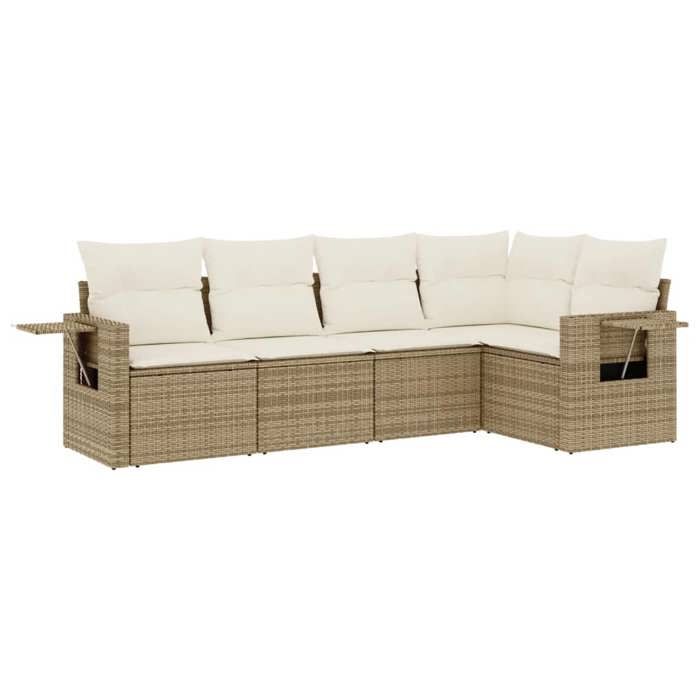 VidaXL Garden Lounge Set with Cushions 5 Pcs, Patio Sofas, Patio Furniture Set, Outdoor Furniture, Beige 3252465