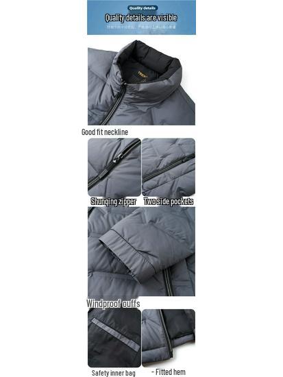 Romon Men's 2025 Stand-Up Collar Down Jacket - High-End, Versatile Business Casual Coat for Spring & Autumn.