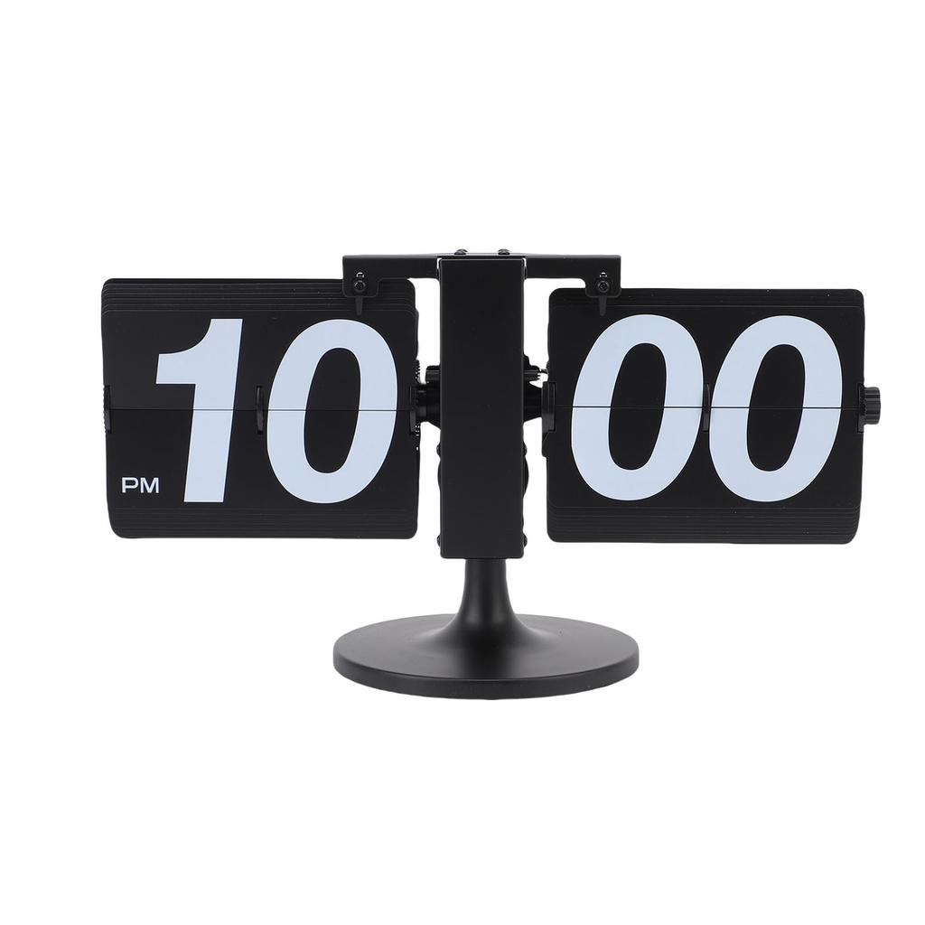 Flip Desk Clock Mechanical Battery Powered 12 Hours Quiet Automatic Page Turning Clock with Extended Rod for Living