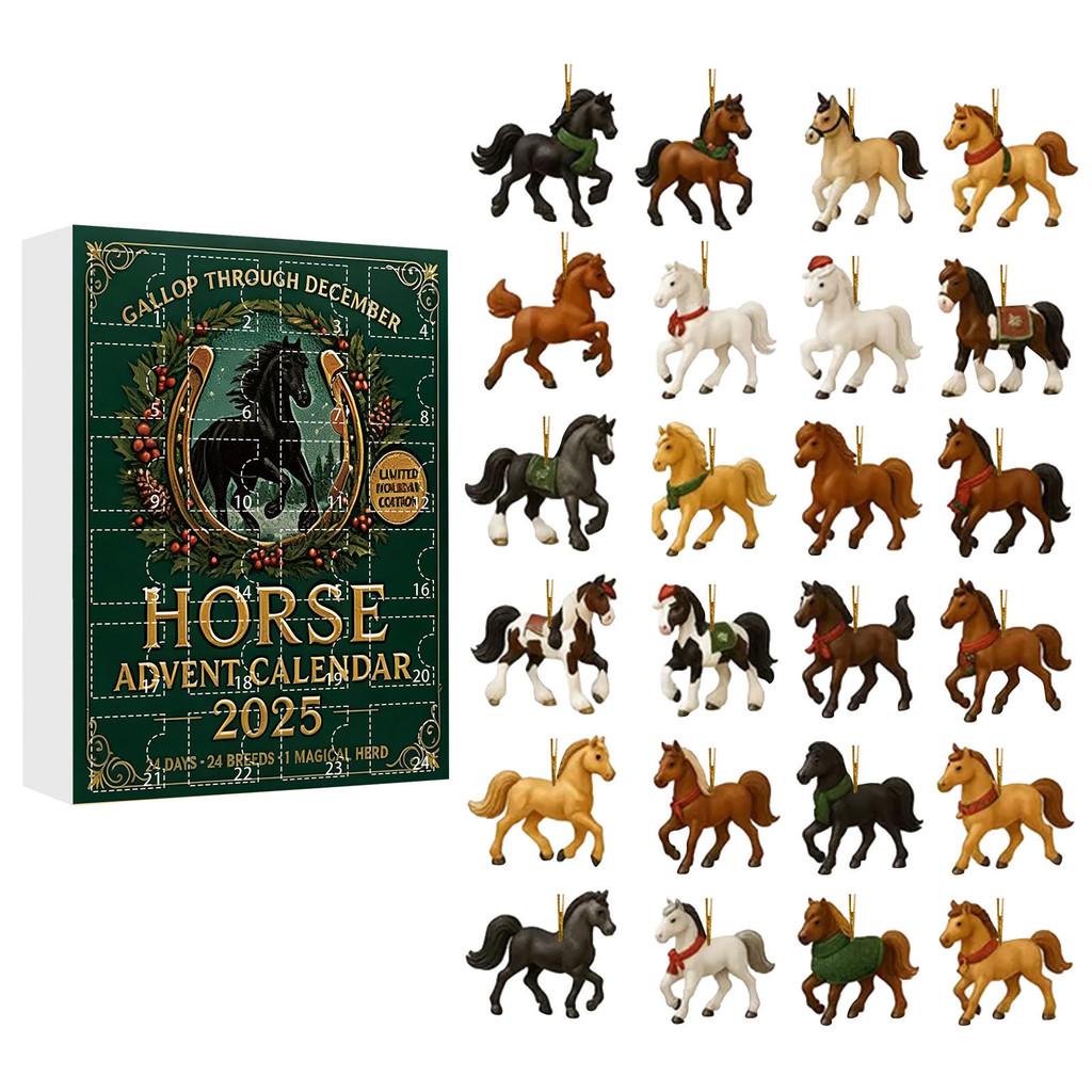 Christmas Pug Cat Horse Corgi Series Acrylic Advent Calendar With 24 Animal Figurines For Festive Decor