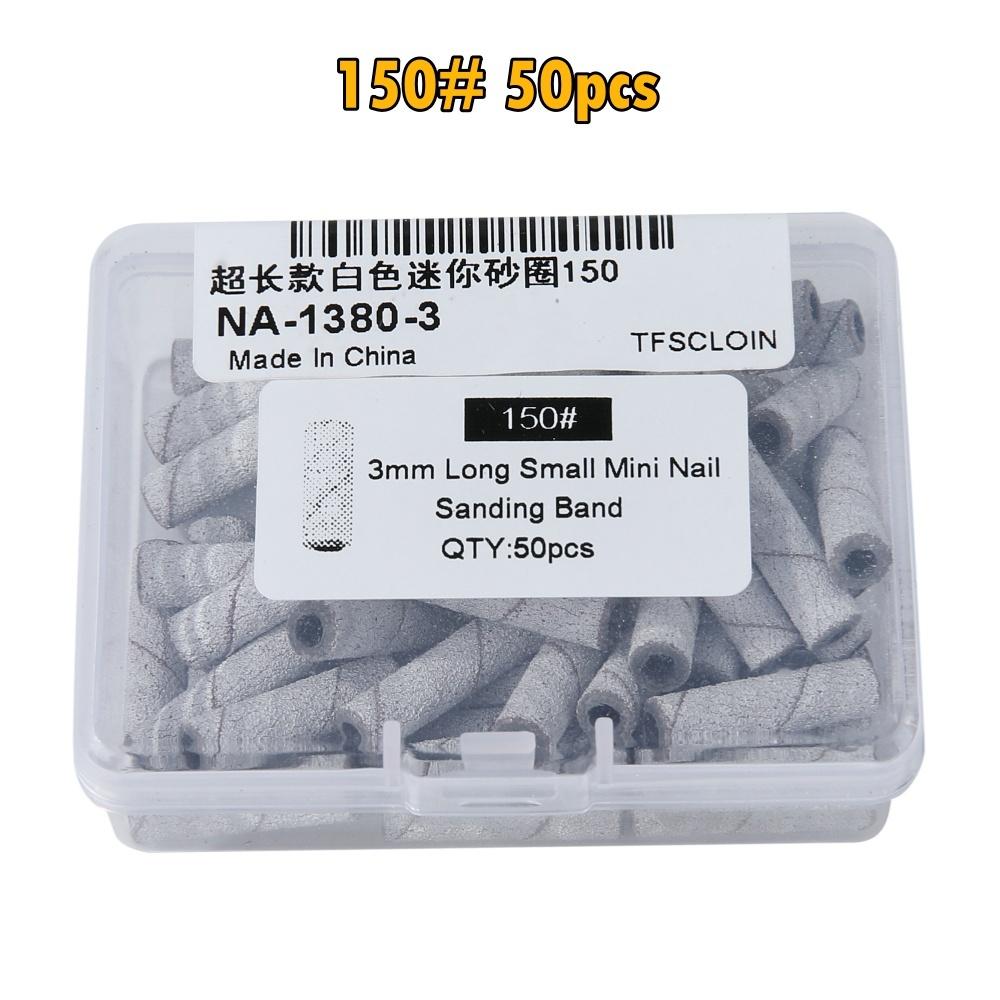 50pcs/box Nail Long Small Mini Stainless Steel Sanding Bands Mandrel For Manicure Sandpaper Ring Holder Nail Drill Accessories