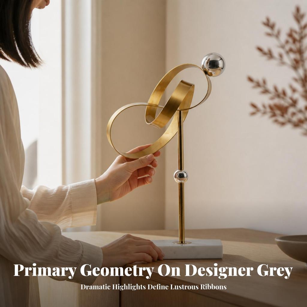 Geometric Sculpture Detailed Tabletop Decor Sturdy for Living Room, Hotel Lobby