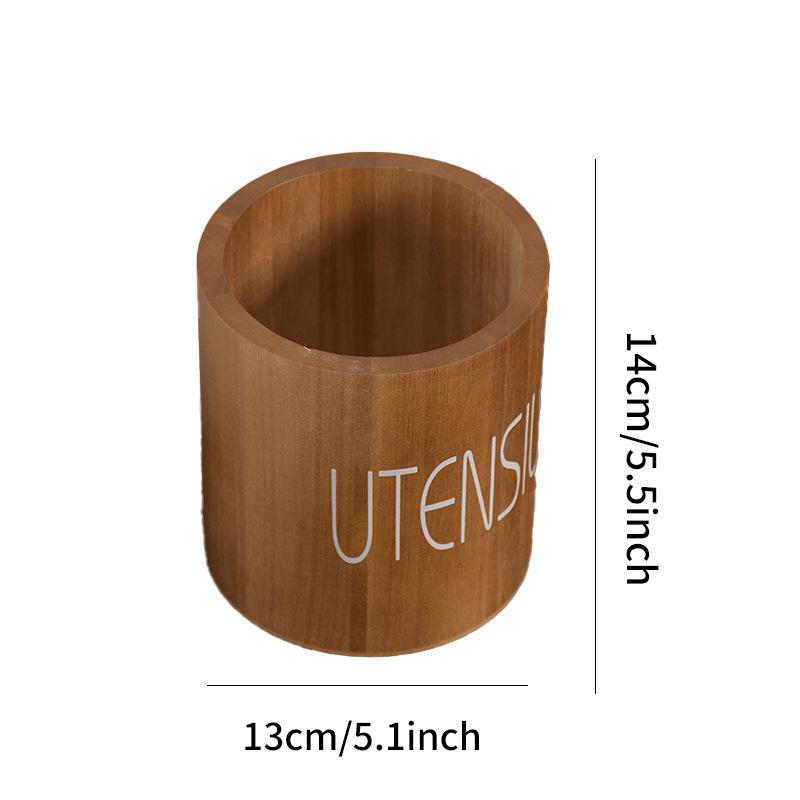 Round Wooden Kitchenware & Cutlery Storage Box 13x14 cm