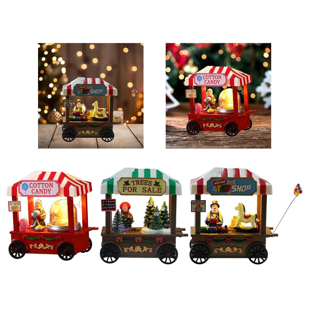 Christmas Scene Snow House Scene Decoration Gift Creative Glowing LED Lighted Miniature Resin Ornament Village Building House