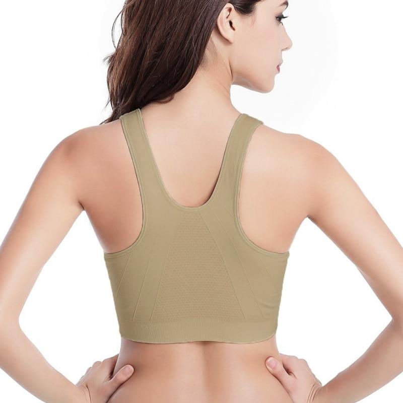 Women's Front Zipper Sports Breathable Wirefree Padded Push Up Sports Top Fitness Gym Yoga Workout Bra Sports Bra Tops