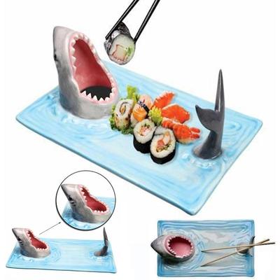 Keramikteller mit Hai am Meer Japanische Internet-Berühmtheit Sushi Knödel Tafelgeschirr Küchen-Mahlzeit-Dekoration