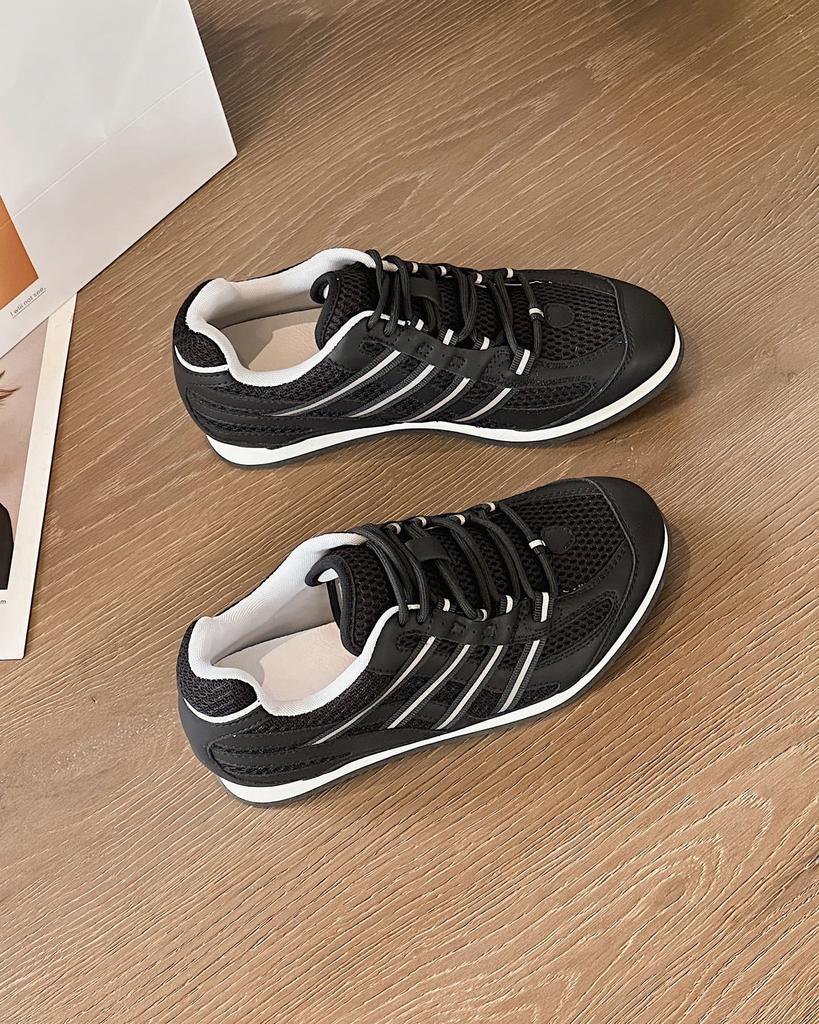 Inner height increase Korean Forrest Gump shoes 2025 summer new thick-soled color matching waffles mesh height increase casual sports shoes