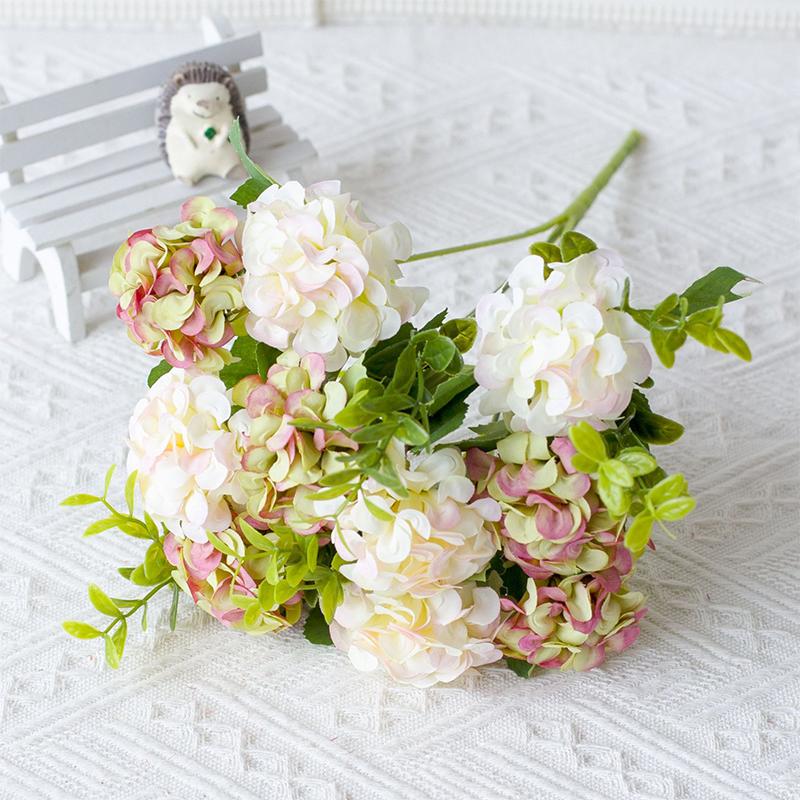 

35cm Pink Rose Silk Bouquet Hydrangea Artificial Flower 10Heads for Wedding Table Decor Vase Home Decoration Mother s Day Gifts 35cm
