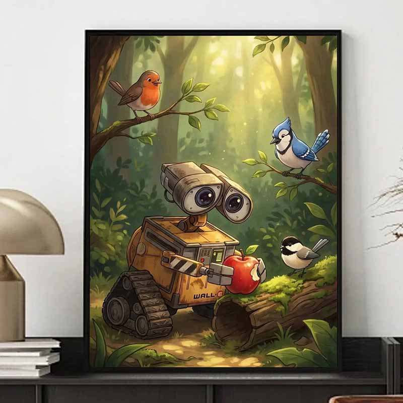 Disney 5D DIY Diamond Painting, Robots Illustration Full Round Diamond Mosaic Cartoon Embroidery Art Painting for Home Decoration