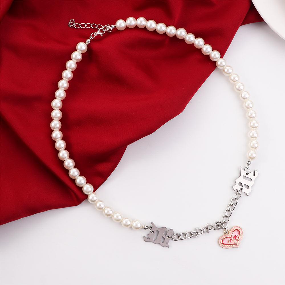 

Beads Retro Zinc Zinc Alloy Heart Pearl Bracelet Korean Style Necklace Female Clavicle Chain Pearl Necklace