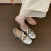 Fashion 2025 New Fashionable and elegant Soft Bottom Ballet Shoes French Butterfly Knot Low Cut Square Head Rivet Single Shoes