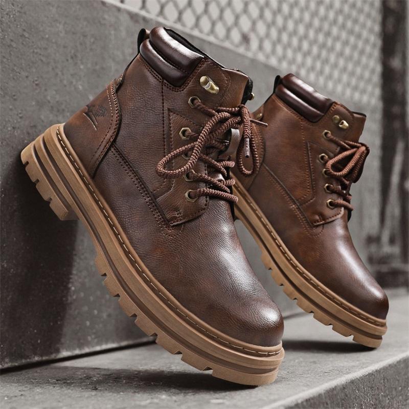 Luxury Men Ankle Boots Retro British High-top Men Boots Fashion High Quality Leather Shoes  New Outdoor Men Motorcycle Boots