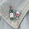 Geometric Alloy Adorable Brooch Unique Miniature Red Wine Glass And Pin Letter