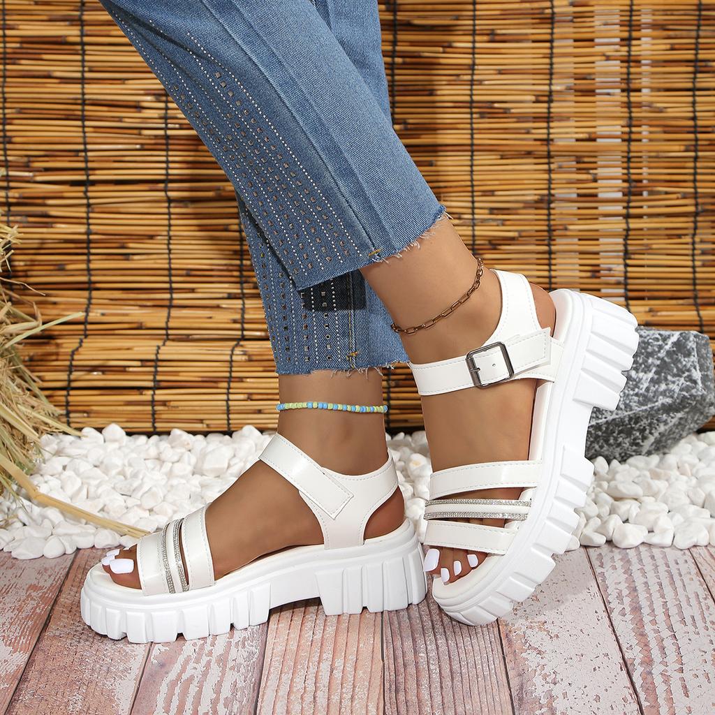 Fashion Women's New Fashion Buckle Designer Sandals for Women 2024 Summer in Store Solid Color Outdoor Dress Party Ladies Flip Flops