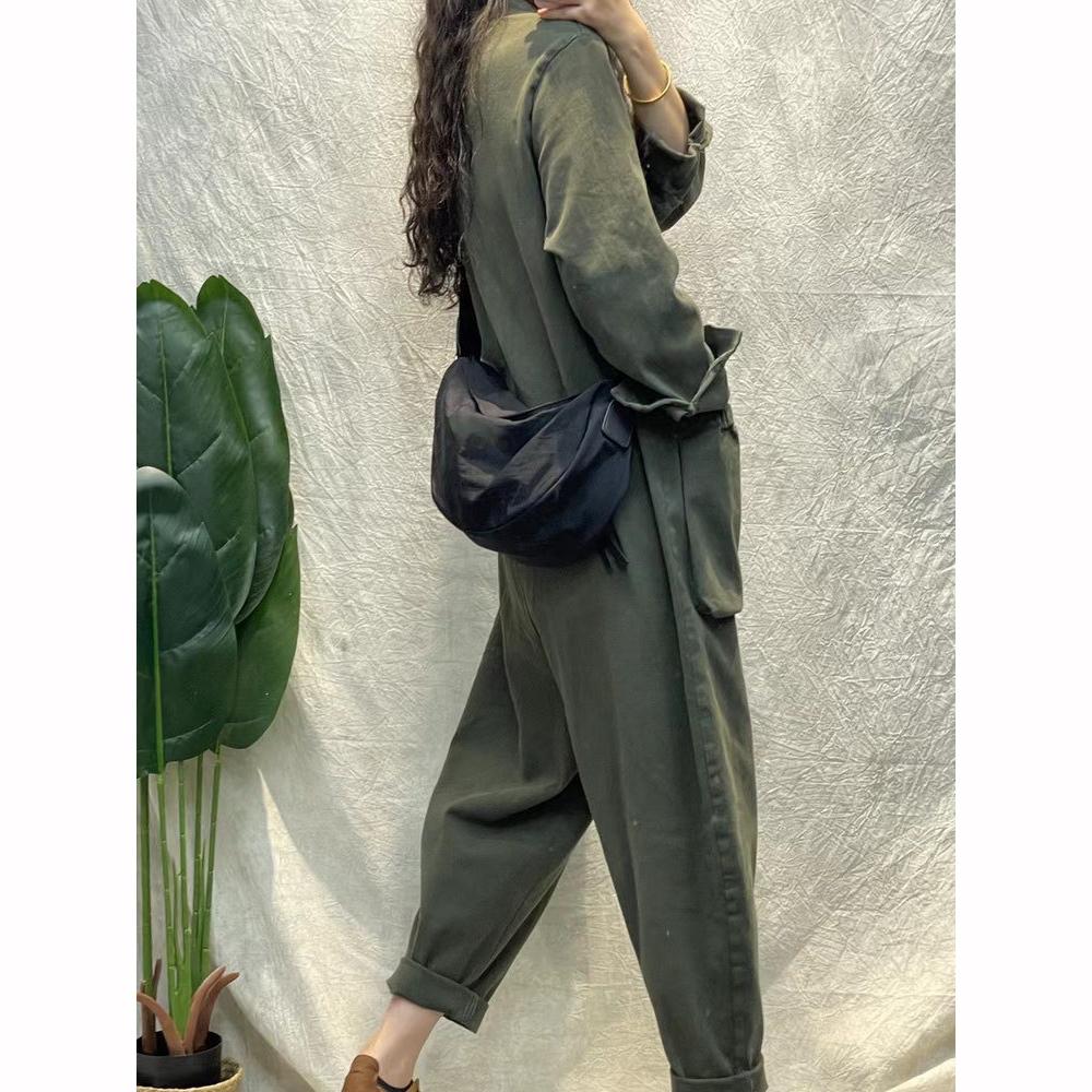 Salopetă de primăvară cu mâneci lungi pentru femei, modă personalizată, pulover, drept, streetwear, buzunare, pantaloni dintr-o singură piesă