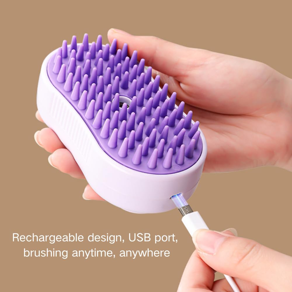 Cat Steam Spray Brush, Pet Massage Shedding Brush, Rechargeable Silicone Steam Hair Brush, Multi-functional Cat & Dog Hair Brush,Cat Hair Steam Brush