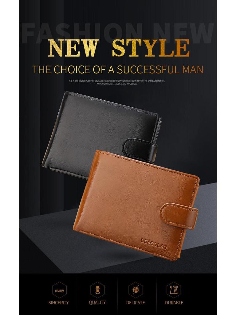 Men's Casual PU Leather Snap Wallet - Retro Coin Purse and Multi-Functional Design