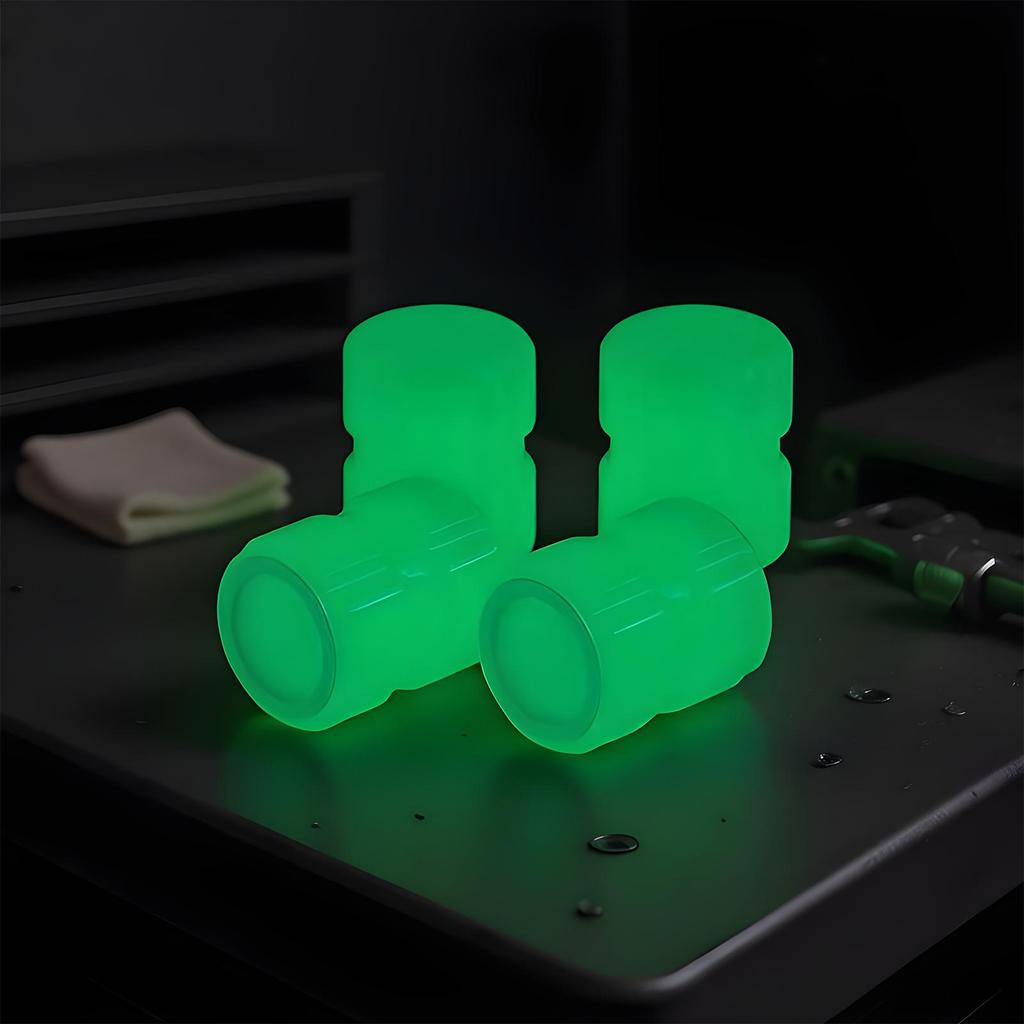 Tire Valve Caps Weather Resistant UV Protection Wheel Cover Gadget 4 Pieces Car Tire Caps For Automotive Vehicle Night Outdoor